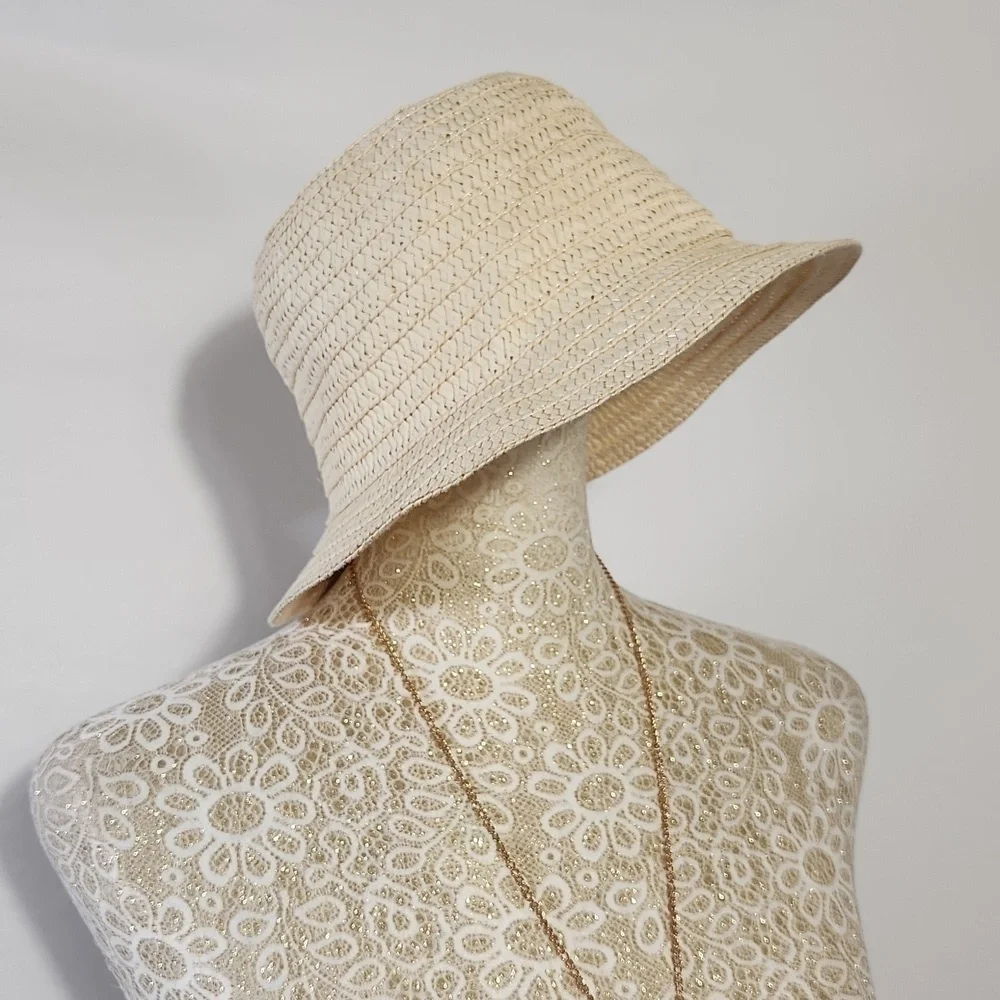 Straw Hat Natural Small Flexible Brim Bucket Sun Beach Street Wear Ladies Coasta